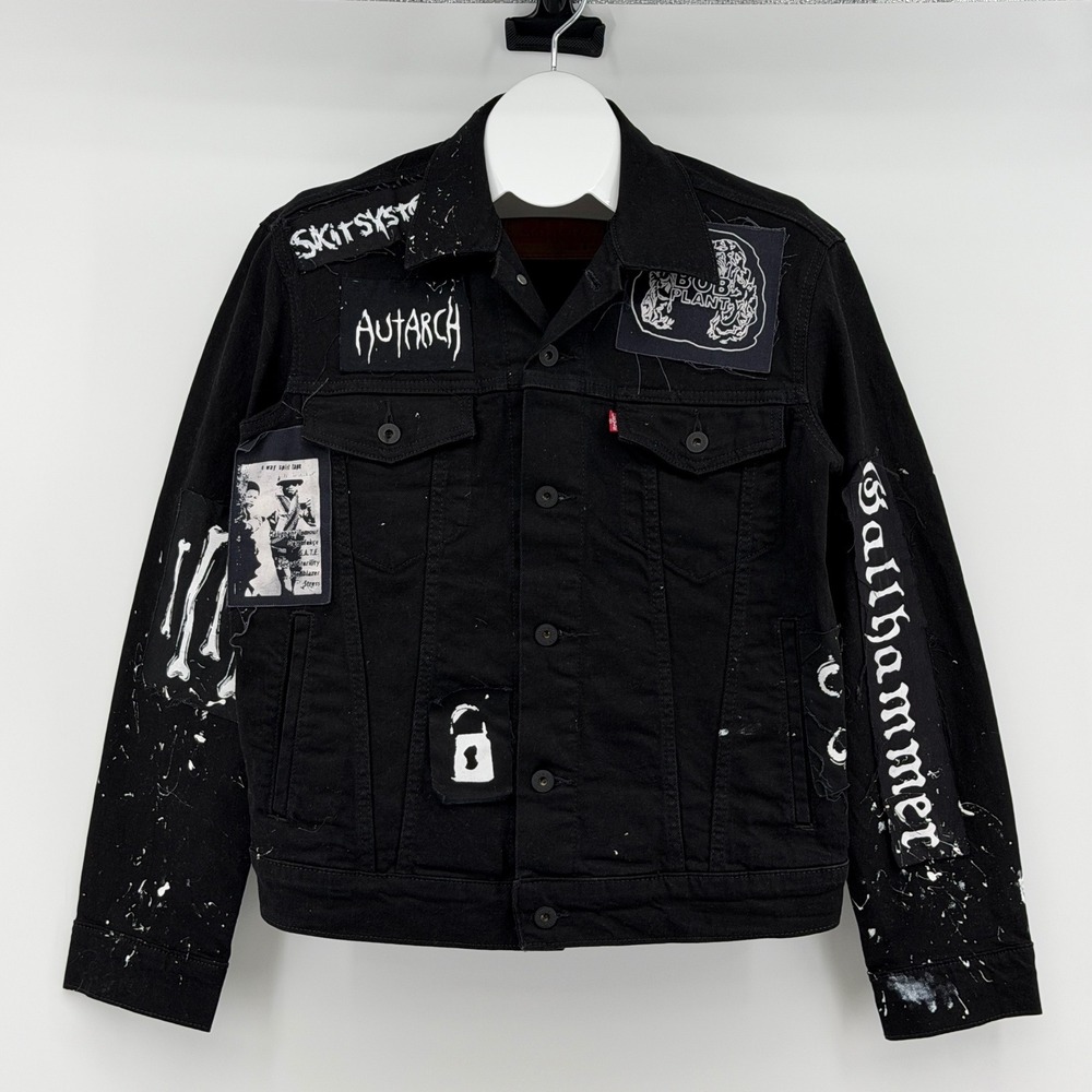 Levi's Custom Punk Battle Trucker Men's S Jacket – Patchwork Distressed Denim